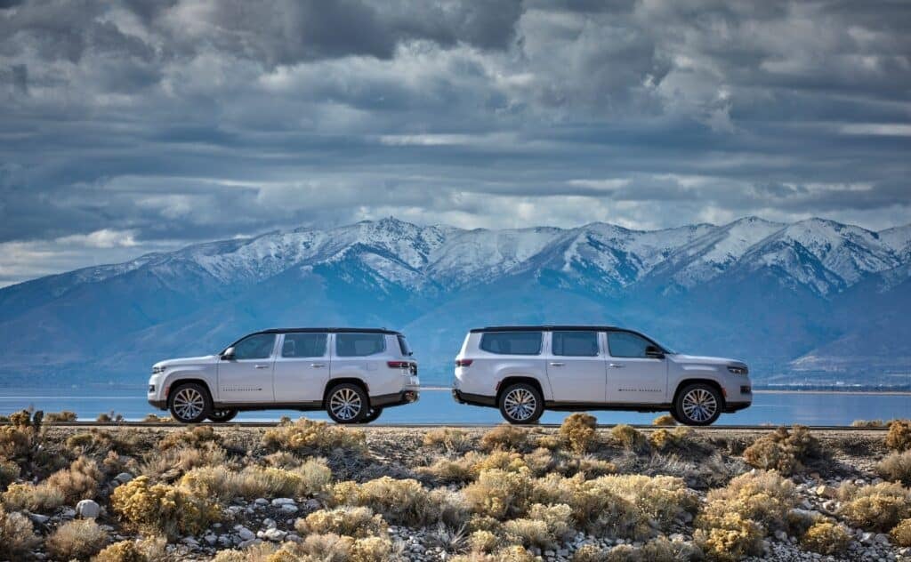 2023 Jeep Grand Wagoneer (left) and Grand Wagoneer L (right). Best Large SUVs.